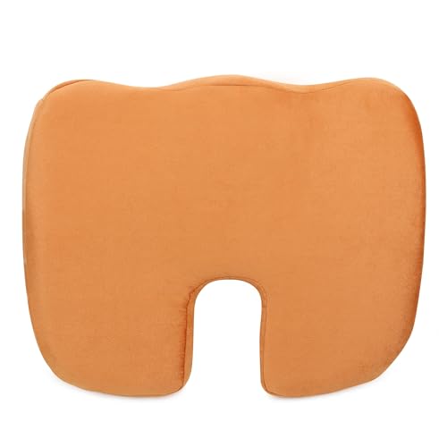 Image of Kingsway Car Accessories Coccyx Seat Cushion Pillow, Universal Use, Long Drive Travel Comfort Memory Foam Car Cushion in Tan, Super Soft and Super Comfort Design Coccyx Pillow, Pack of 1