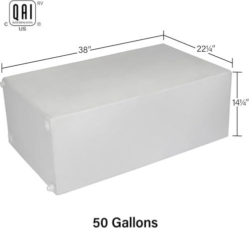 Image of 50 Gallon RV Fresh Water Tank, Potable Water Storage Tank for Drinking, Cooking, Cleaning, Showering, for Campers, Trailers, Motorhomes, RVs, Cube Shape, 38 inch x 22.25 inch x 14.25 inch (WT-1177)