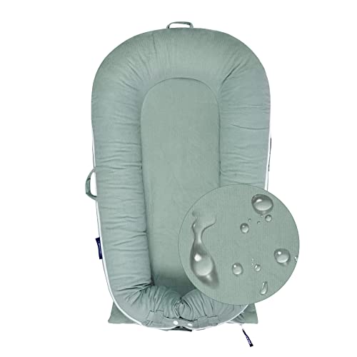 Image of Waterproof Corduroy Lounger Cover for Dockatot Deluxe+ Docks | MEXXI Breathable Cotton Baby Lounger Extra Cover | Hypoallergenic Baby Nest Replacement Cover (Cover Only) (Sage Green)