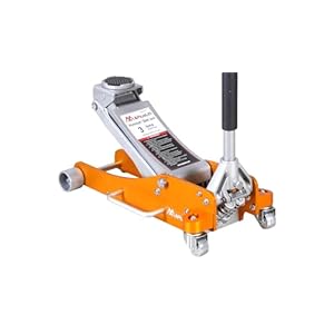 APlusLift AF350G 3 Ton Lower Profile Aluminum and Steel Racing Floor Jack with Dual Pistons Quick Lift Pump for Sport Utility Vehicle, Lifting Range 3-7/8″-19-1/2″, Golden, Greyâ¦