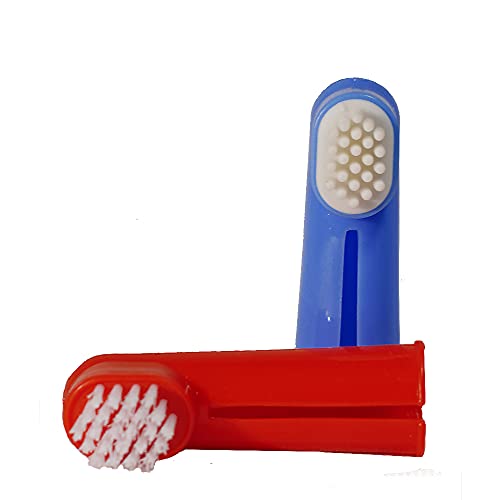 Oral Care Pet Finger Toothbrush for Dog and Cat (Color May Vary)- Set of 2