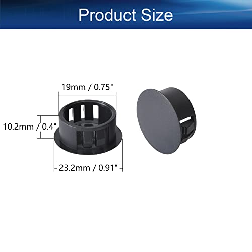 Image of Heyiarbeit 100pcs Hole Plugs 3 /4 inch / 19mm Nylon Plastic Round Snap in Type Locking Hole Tube Furniture Fencing Post Pipe Insert End Caps Black Tone