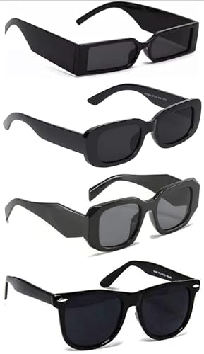 Image of IFLASH Rectangular Sunglasses Retro Fashion Shades for Men & Women (Pack of 4)