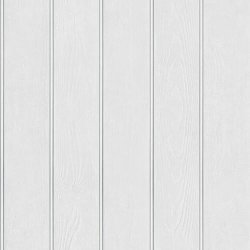 Papel pintado de paneles de madera perlado Belgravia - Moderno, realista, contemporáneo, de tendencia - Blanco