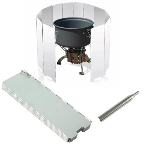 Cutiolly Klappbare Windschutzscheiben,Windschutz Campingkocher,Camping Gaskocher Windschutz,Faltbarer Windschutz Gaskocher,Aluminium Windschutz für Campingkocher,für Outdoor Campingkochern Gaskochern