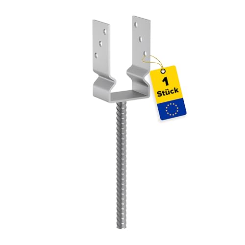 GRUNDLINE - U Pfostenträger 60x60 Beton - Pfostenanker - Stützenfuß - Pfostenträger zum einbetonieren - Stützenschuh U-Form - Balkenträger - Zaunstütze - Bodenanker für Holzpfosten, Pergolen GRUNDLINE - U Pfostenträger 60x60 Beton - Pfostenanker - Stützenfuß - Pfostenträger zum einbetonieren - Stützenschuh U-Form - Balkenträger - Zaunstütze - Bodenanker für Holzpfosten, Pergolen