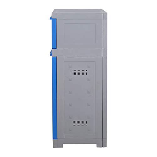 Image of Cello Novelty Dual Plastic Shoe Rack with Dustproof Doors| 3 Year Warranty | Chappal /Slipper /Footwear Stand for Home, Living Room, Office, Outdoor| Blue & Grey Colour