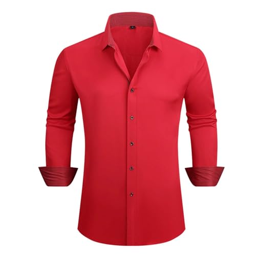 Herren Hemd Regular Fit Langarm Herrenhemden Freizeithemd Regular Businesshemd Elastiscer Musterhemd Herren Hemd Langarm Regular Fit Oberhemd Für Männer Anzug Business Hochzeit Freizeit Party