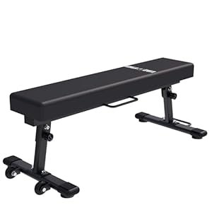 GORILLA SPORTS® Hantelbank – Klappbar, Flach, Massiv, bis 400 kg, Schwarz – Flachbank, Trainingsbank, Fitnessbank, Bankdrücken Bank für Zuhause