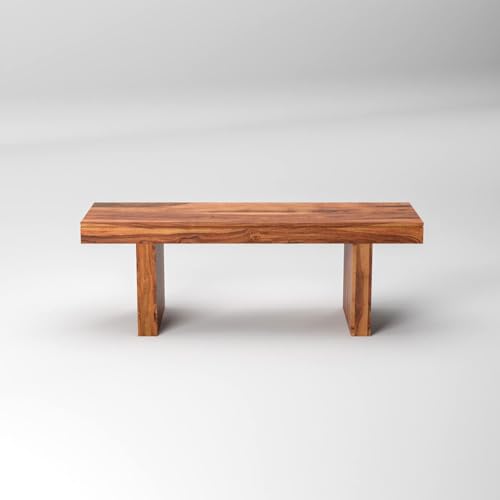 Image of Solid Wood Strong & Durable Seating Bench for Home and Office, Multipurpose Seating Bench, Balcouny /Outdoor /Daining Bench - 52x16x18 Inch, Natural Finish