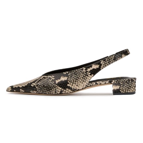 YDN Women's Slingback Pumps Pointed Toe Low Block Heels Elastic Strap V Cut Slip On Shoes Daily Wear Shopping Size 4-16 US