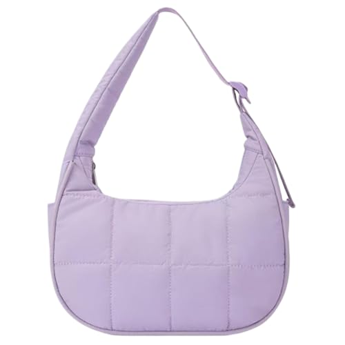 Puffer Crescent Bag for Women Quilted Nylon Shoulder Purse with Adjustable Strap for Travel