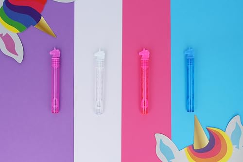 Henbrandt 24 x Unicorn Party Bubble Tubes with Wand Children's 4ml Bubbles Loot Bag Fillers Summer Games for Boys and Girls Kids Party Bags - Image 4