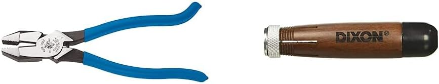 Klein Tools D2000-9ST Pliers, Side Cutters are Heavy-Duty 9-Inch Ironworker Pliers for Rebar & Dixon - DIX00500 Industrial Lumber Crayon Holder for 1/2'' Round or Hexagonal Crayons Walnut