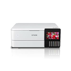 Epson EcoTank ET-8500 3-in-1 multifunctioneel inktapparaat (kopie, scan, druk, A4, 5 kleuren, fotodruk, duplex, WiFi, Ethernet, display, USB 2.0), inkttank, wit