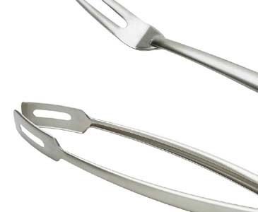Grill Besteck Set, 3-teilig, mit Gabel + Wender + Zange, aus Edelstahl, Länge 44cm