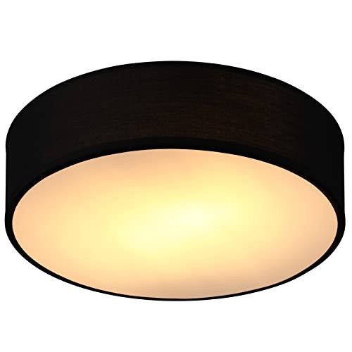 Monzana® Deckenlampe Stoff Wohnzimmer Schlafzimmer E27 Schwarz 38cm Rund...