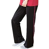 [Lily Bell] リリーベル 吸汗速乾 ジャージ レディース 下 (ロング丈 ブラック×ピンク Lサイズ) ストレッチ パンツ ヨガパンツ