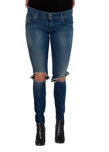 Jean slim skinny Diesel Grupee 0863X pour femme en denim stretch bleu