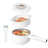 Vroyuir Electric Hot Pot 2L, 700W Portable Multi-Purpose Cooker with Dual Power Control, Non-Stick Pot for Noodles, Steak, Eggs, Ramen, Oatmeal, and More