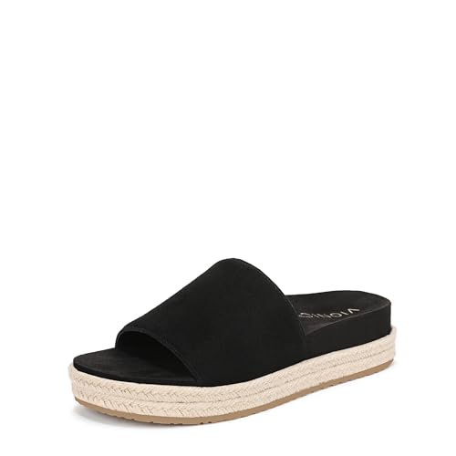 Vionic Women's Yasmina Espadrille Wedge Sandal Black Suede 9 M