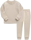 VAENAIT BABY Kids Toddler Cotton Sleepwear Pajama Pjs 2pcs Set Basic Ivory M