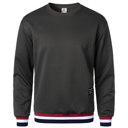 VERAVANT Sweat Homme Manches Longues Pull en Sweat-Shirt (Gris foncé, XXL)
