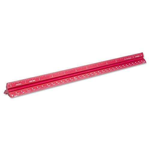 Image of Alumicolor 3050-4 Aluminum Architect Solid Drafting Scale, 12IN, Red