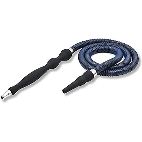 Afoosoo Shisha Hose with Rubber Handle Metal Tip Leather Wrapped Silk Shisha Pipe Washable Durable 65" Long Shisha Hose (Blue) Cover