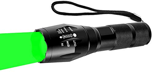 GaiGaiMall Green LED Flashlight Single Mode Hunting Light with Zoomable and Waterproof for Hunting Predator Fishing