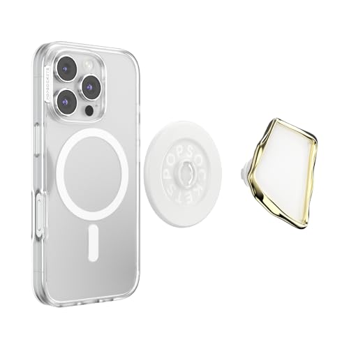 Image of PopSockets Phone Grip for MagSafe, Magnetic Holder, Phone Stand, Crystal - Enamel Horchata Cut