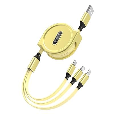 Image of Original IMPRO V2 3 in 1 High Speed Rectatable Cable | 1.2m Copper Braiding Lightning Cable | Supports All iPhone-Type C-Android Phones (Gold) (APR147)