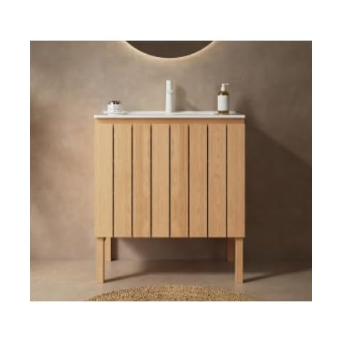 Whoney kissnes 30 Inch Bathroom Vanity with Sink,Modern Freestanding Bathroom Storage Cabinet,Floor Standing Bathroom Vanity,Bathroom Vanity with Porcelain Basin Cover