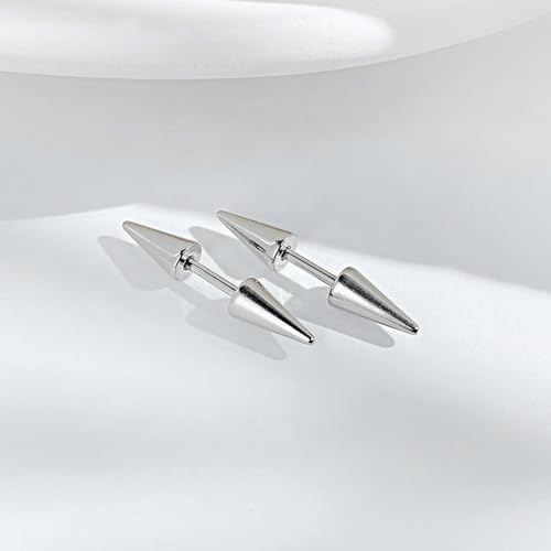 Punk Rock Stainless Steel Double Side Spike Rivet Stud Earrings3