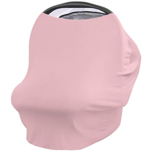 Nursing Cover for Breastfeeding Scarf, Pink Color Baby Car Covers Super Soft Multi Use for Canopy Shopping Cart Cover Blanket Stroller Cover