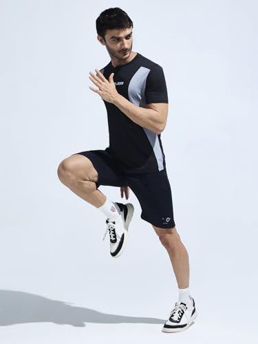 Image of DOMIN8 Men's Stylish Cut & Sew Sporty Light Weight Breathable Shorts with Secure Side Zipper Pocket | Mens Shorts | Sports wear for Men Grey