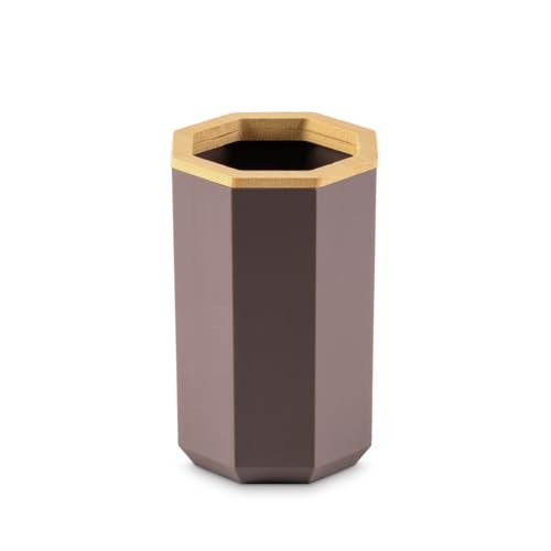Image of Freelance Portofino ABS Bathroom Accessories Set of 5, Chocolate - Liquid Handwash Soap Dispenser, Brush /Toothbrush Holder, Tumbler, Dish, Tray - Plastic Set for Wash Basin - Stronger Than Ceramic