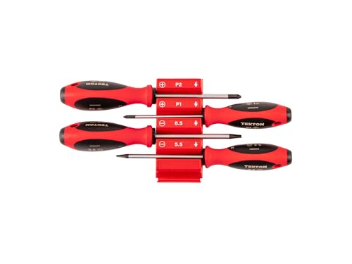 Image of TEKTON Phillips and Slotted Screwdriver Set, 4-Piece | DWZ90115 | 4 Inch Shanks, P1 - P2, 5.5 - 6.5 mm, Modular Organizers