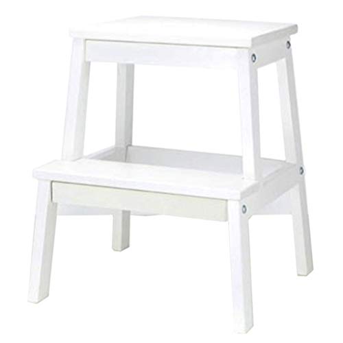 HAPPLiGNLY Home Step Stools,Folding Step Stool Small Foot Stools Wooden Ladder Staircase Shelf Stepladder Widened Multifunction Safety Shoe Bench Kitchen Indoor Ascend Home White