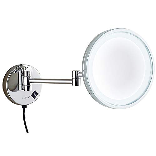 Miroir grossissant mural LED 7X avec double bras pliable pour salle de bain d'hôtel
