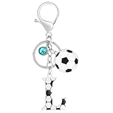 Henjunu Schlüsselanhänger Fussball, Fußball Geschenke für Jungs, Fußball Schlüsselanhänger Buchstabe, Fussball Anfangsbuchstaben für Jungen Mädchen, Fußballfans Geschenke Schlüsselringe (L)