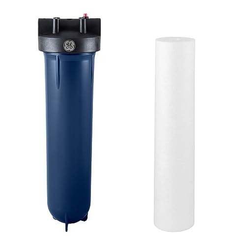 Image of GE Heavy Duty Whole House Water Filtration System & Filter | Reduces Sediment, Rust & More | Install Kit & Accessories Included | GXWH60T, FXWPT