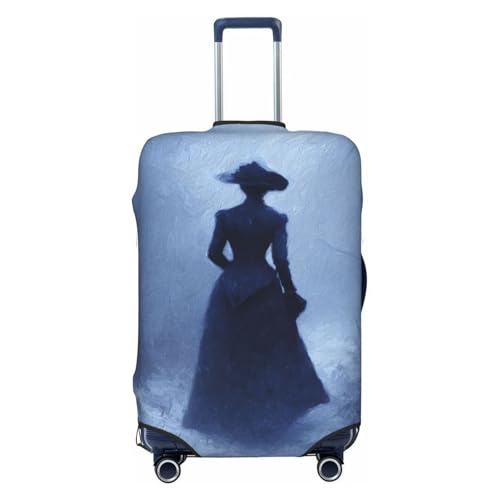 Mysterious Woman Walking Through Foggy Winter Elastic Travel Luggage Covers Dustproof Scratch-Resistant Suitcase Protector Fit 22-24 Inch