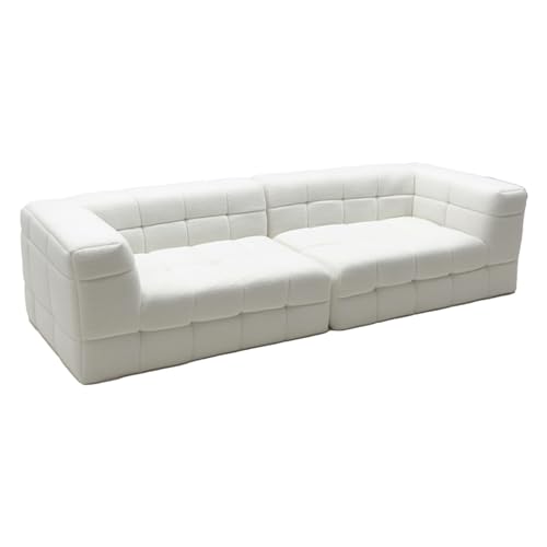 Sofá modular de asiento profundo con patas doradas y almohadas decorativas, asiento biplaza de gran tamaño para espacios de vida