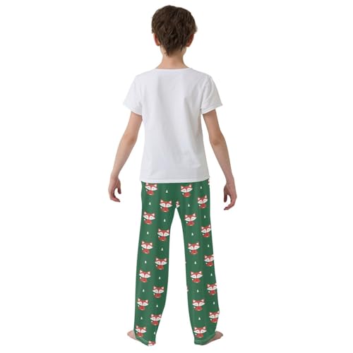 Fox Xmas Tree Boys Long Pants Soft Trousers Elastic Waist Kids Lounge Bottoms with Pockets S-XL3