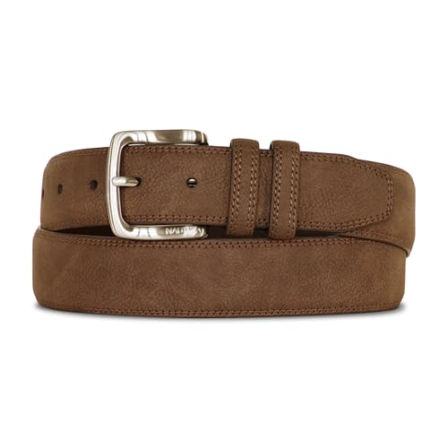 Nautica Men Bold Fashion and Dress Leather Belt with Metal Buckle, Casual Padded-Tan, 34