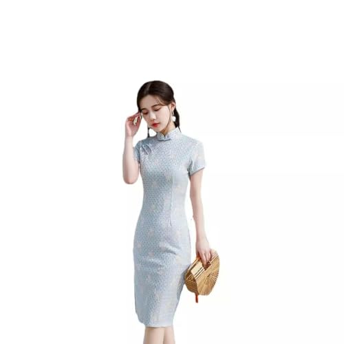 Robe cheongsam ajustée masquant les imperfections en dentelle