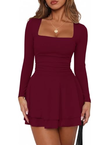 Image of Women's Ruffle Hem Long Sleeve Mini Dress