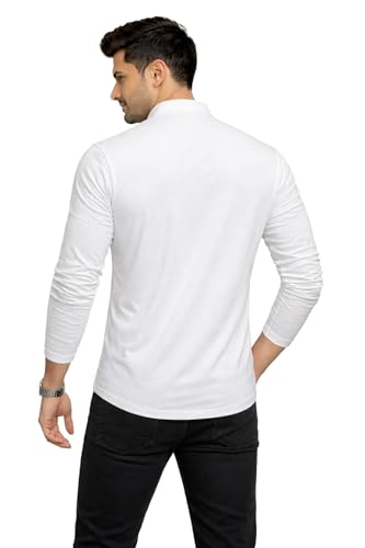 Image of Blisstone Men's Band Collar Shirt - Full Sleeve Slim Fit Casual Cotton Blend Mandarin Collar Button Down Shirt