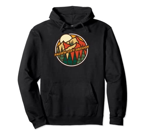 Vintage Pacific City, Oregon Mountain Hiking Souvenir Print Pullover Hoodie